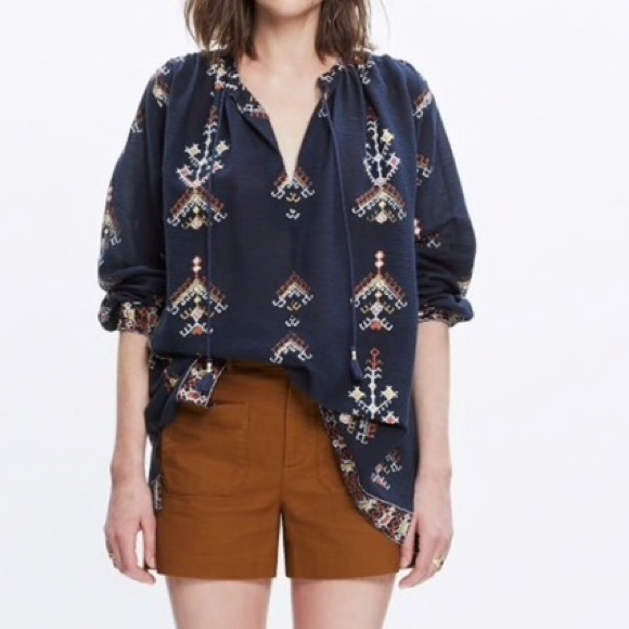 Madewell Tops - NWOT Madewell Folkstich Popover Top